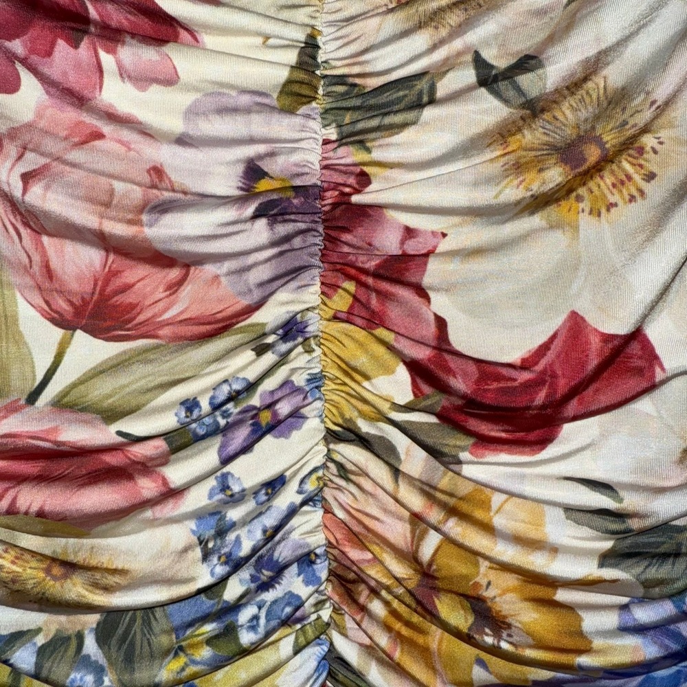 EXPRESS Floral L/S On/Off Shoulder‎ Ruched Body Contour Top NWT $64 Large - Picture 6 of 8